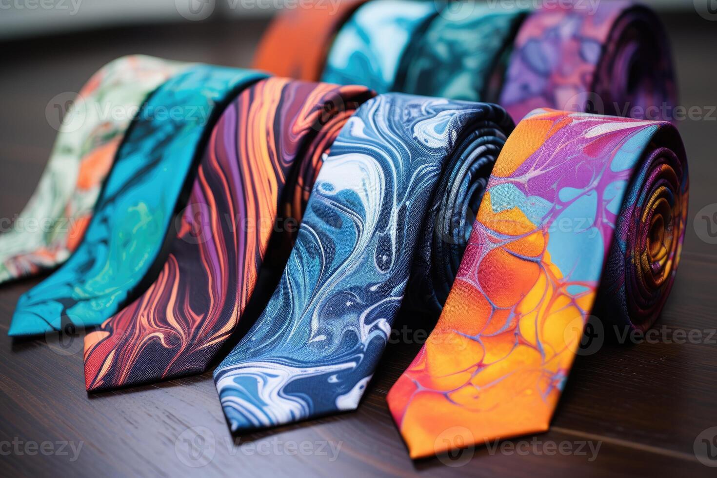 set of colorful ties isolated photo