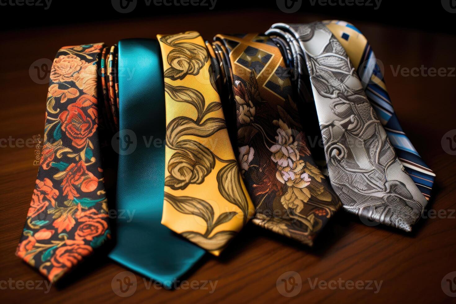 set of colorful ties isolated photo