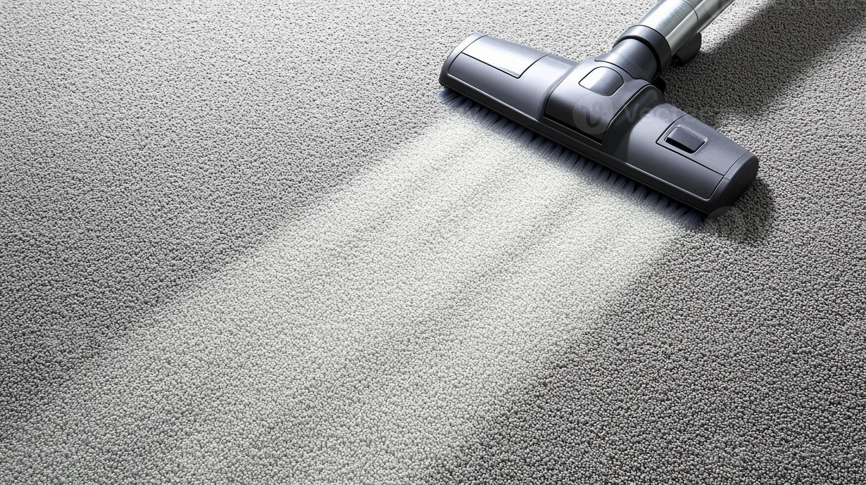 Vacuum cleaner in action on a textured carpet during a home cleaning session in daylight photo