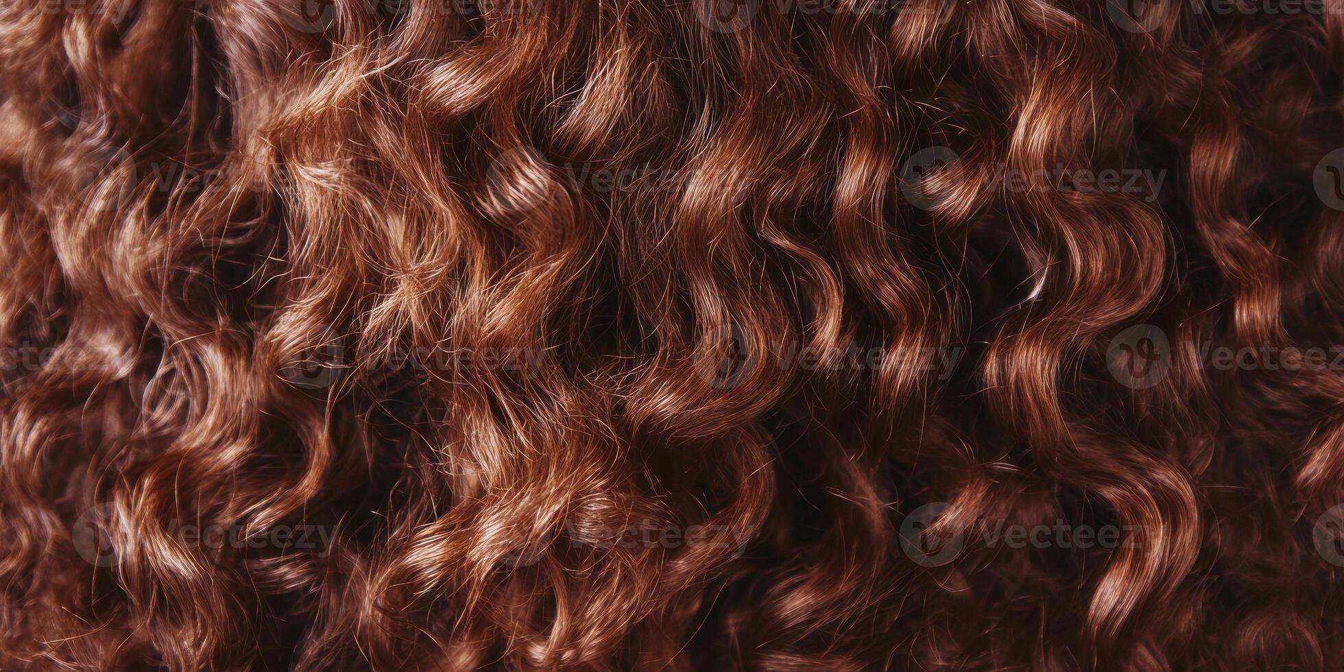 Beautifully textured curly hair showcasing rich brown tones in natural light photo