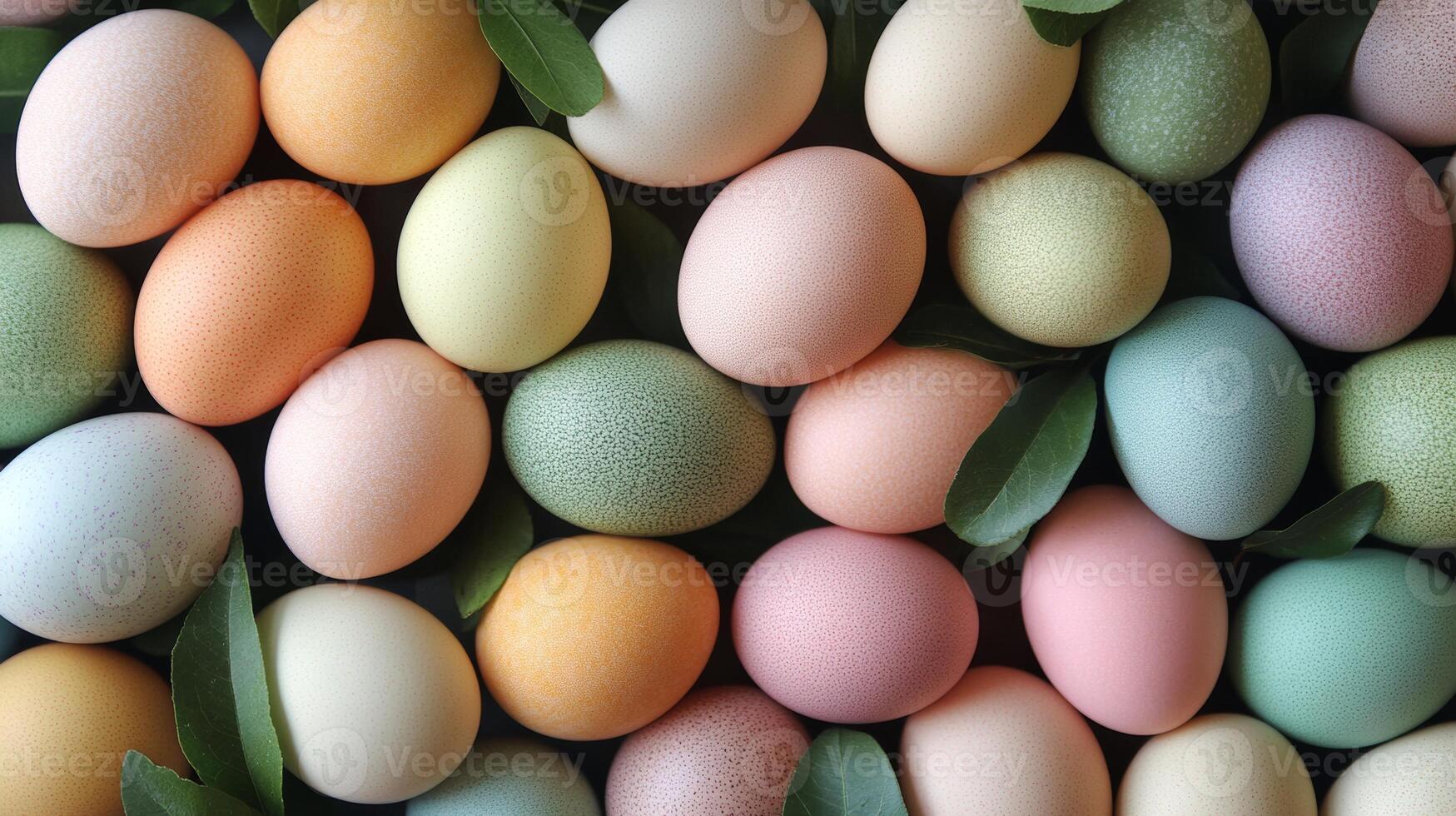 Pastel Easter eggs resembling soft fruits create a vibrant and colorful spring display photo