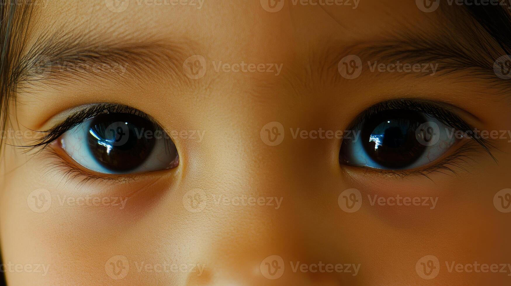 Close-up of a child's expressive eyes revealing curiosity and wonder photo