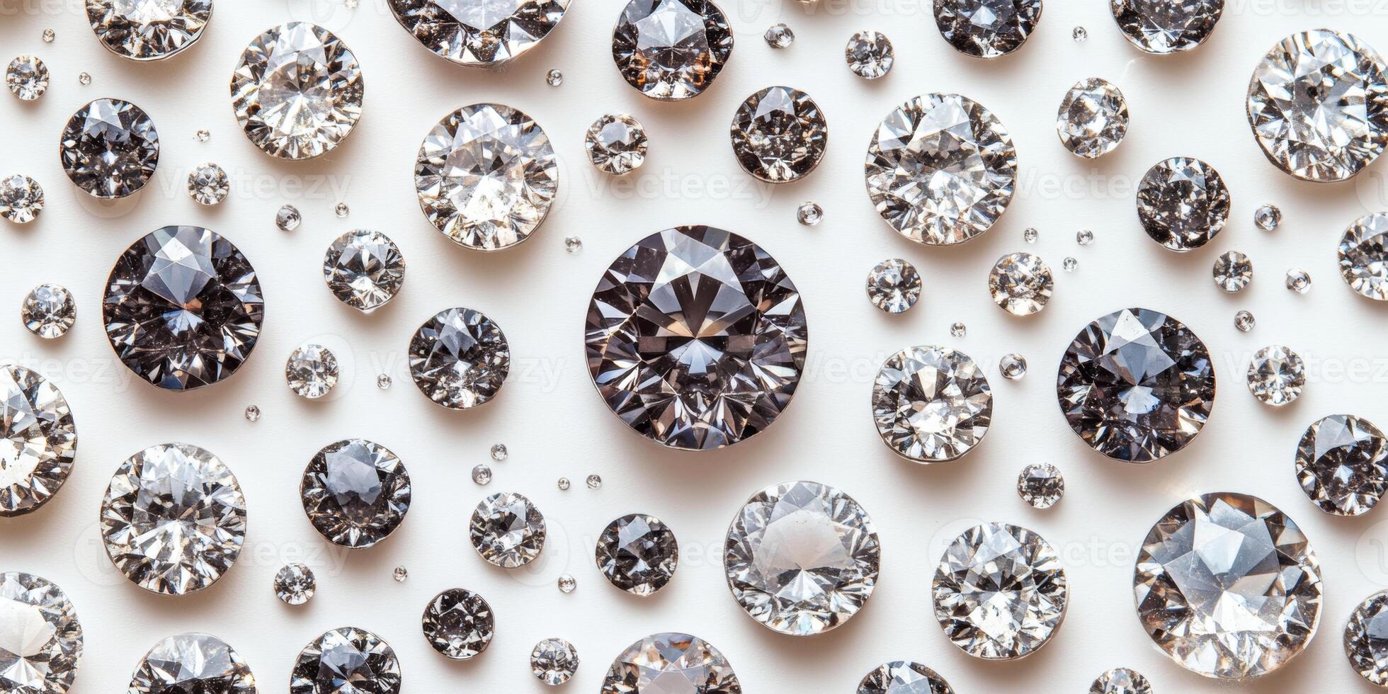 Sparkling diamonds arranged beautifully on a white surface showcasing their brilliance and clarity, perfect for luxury jewelry and fashion concepts photo