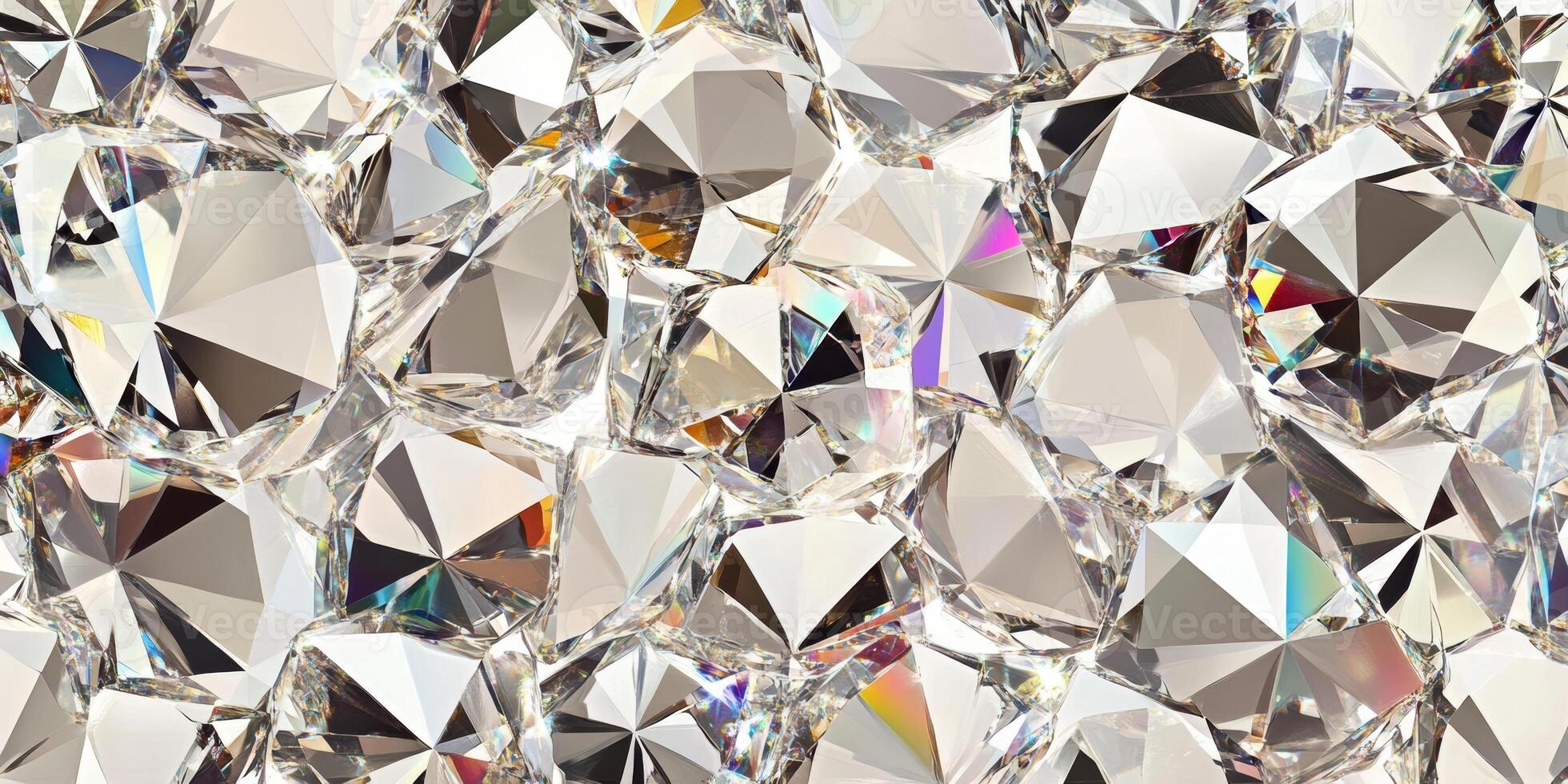 Sparkling crystal gems reflecting light in a dazzling array of shapes and sizes showcasing their brilliance and clarity, luxury decoration concept photo