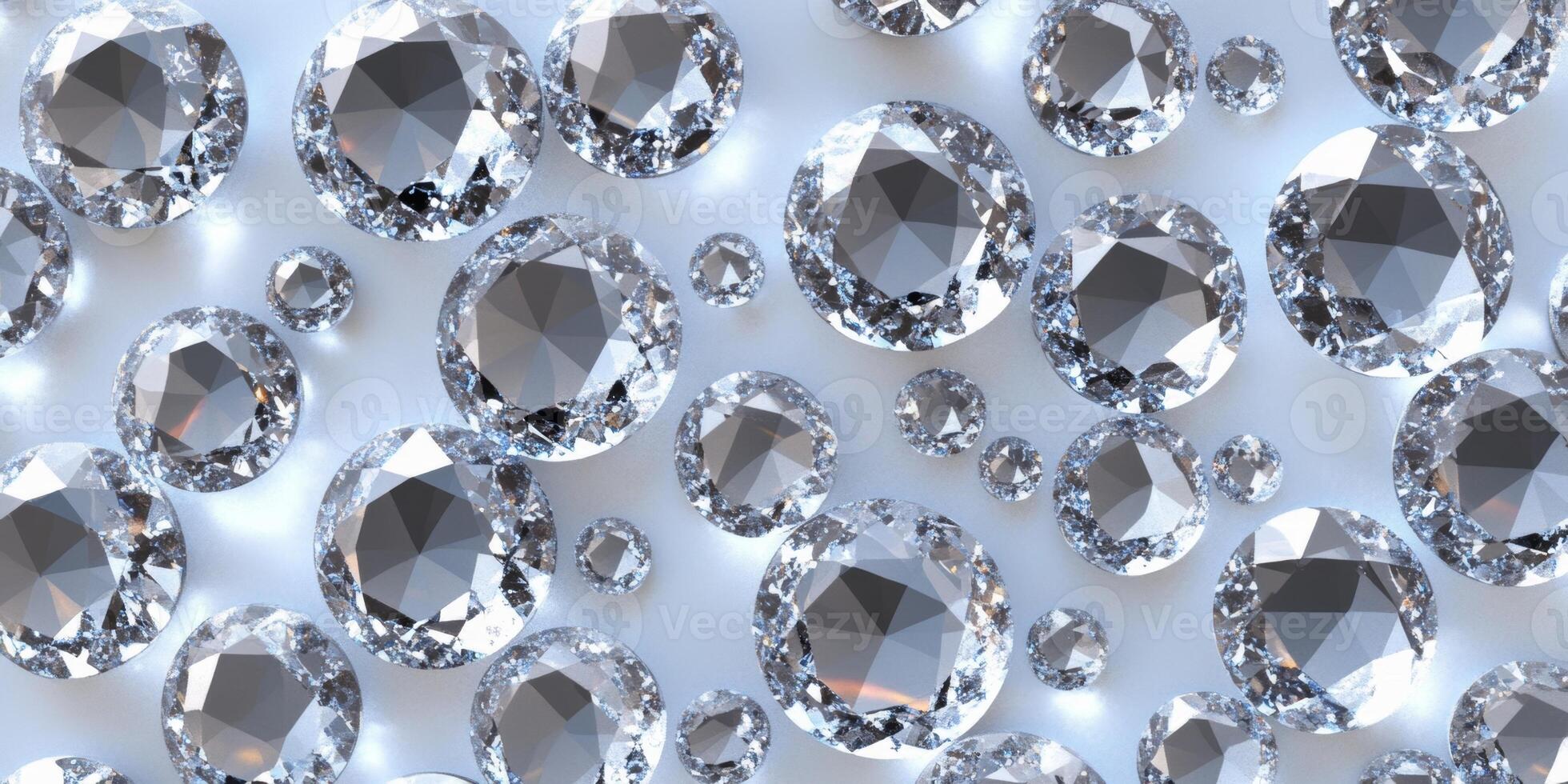 Sparkling diamonds scattered on a reflective surface showcasing brilliance, clarity, and elegance in a luxurious setting, jewelry design concept photo