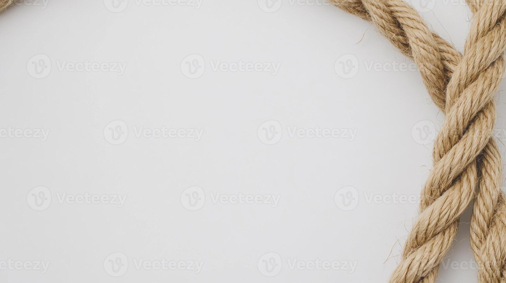 Twisted jute rope loop on a white background for versatile crafting and design applications photo