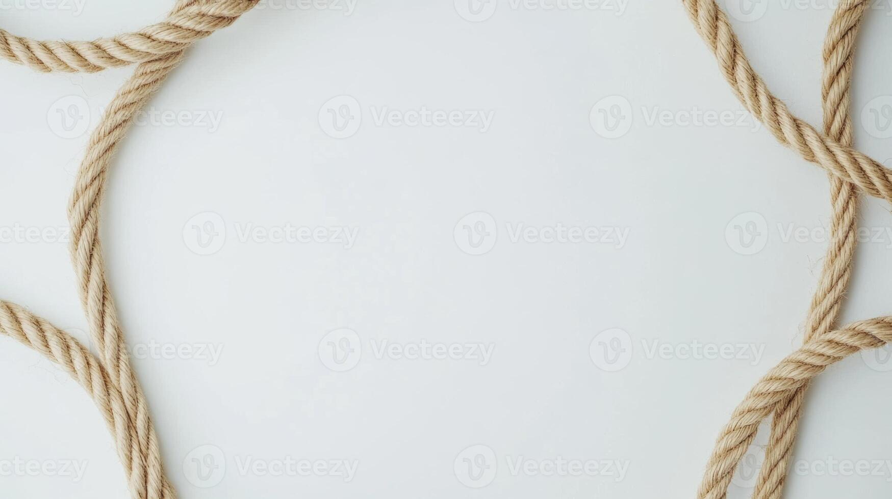 Twisted jute rope loops displayed on a clean white background showcasing natural texture and versatility in design projects photo