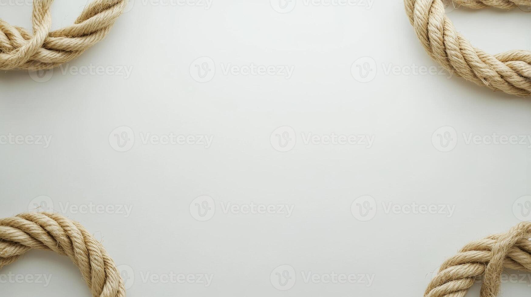 Twisted jute rope loops displayed on a white background for crafting and decor purposes in a creative setting photo