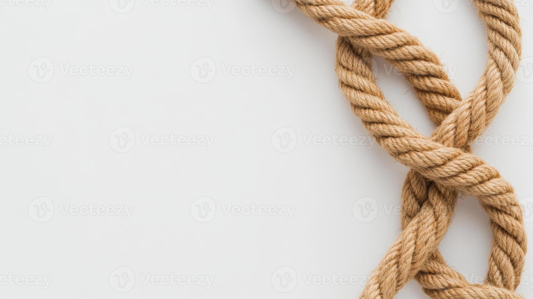 Twisted jute rope loop displayed on a clean white background for decorative or crafting purposes photo