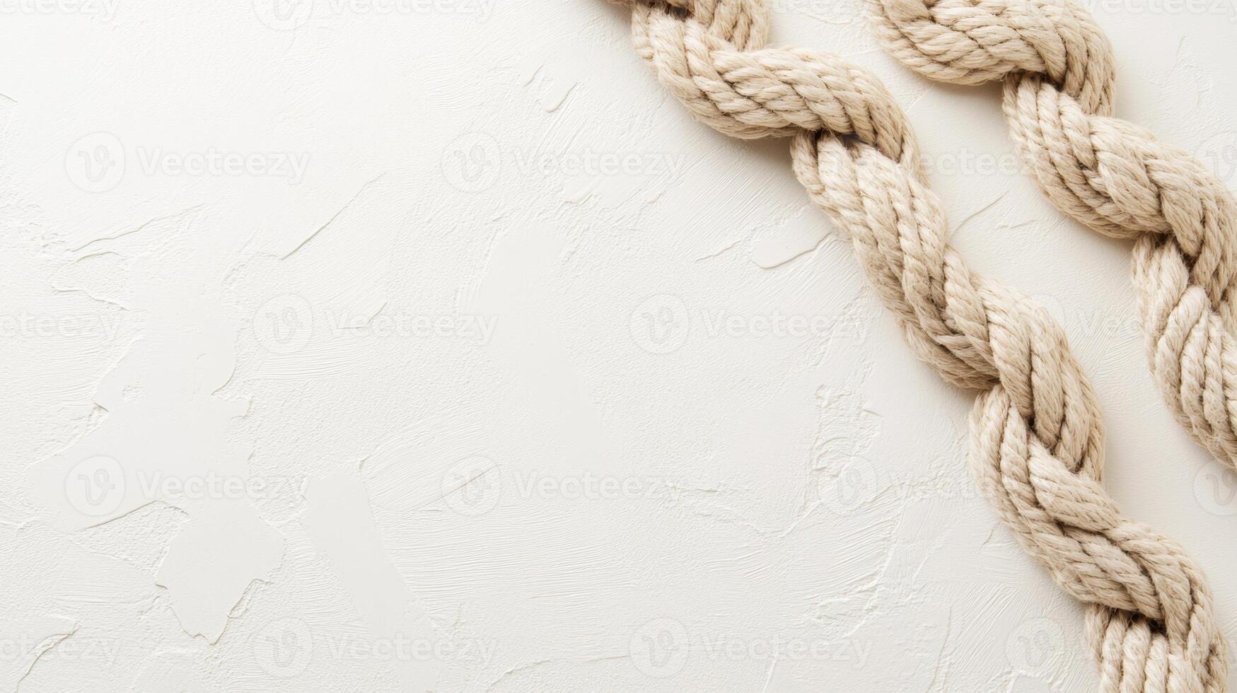 Twisted jute rope looped elegantly against a clean white background photo