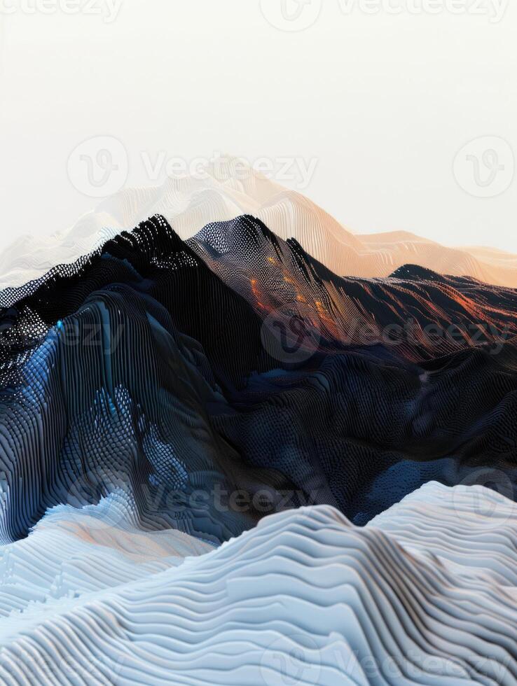 A mountain range with a blue sky and white clouds photo