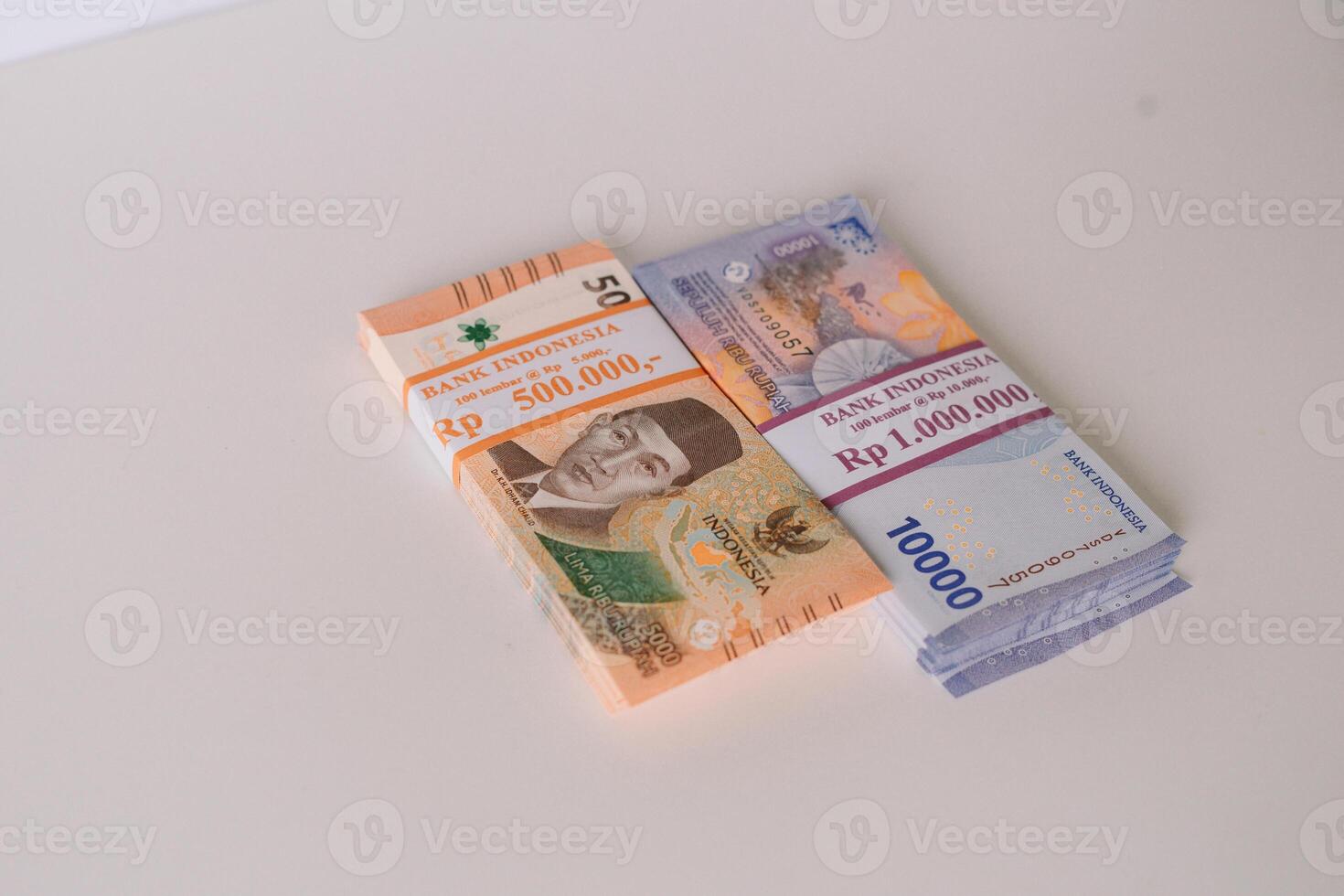 Stacks of Indonesian Rupiah Banknotes, Financial Wealth Concept photo