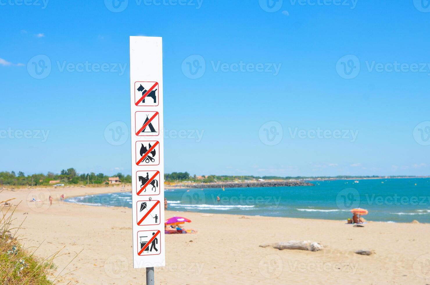 Warning on the beach that is forbidden photo