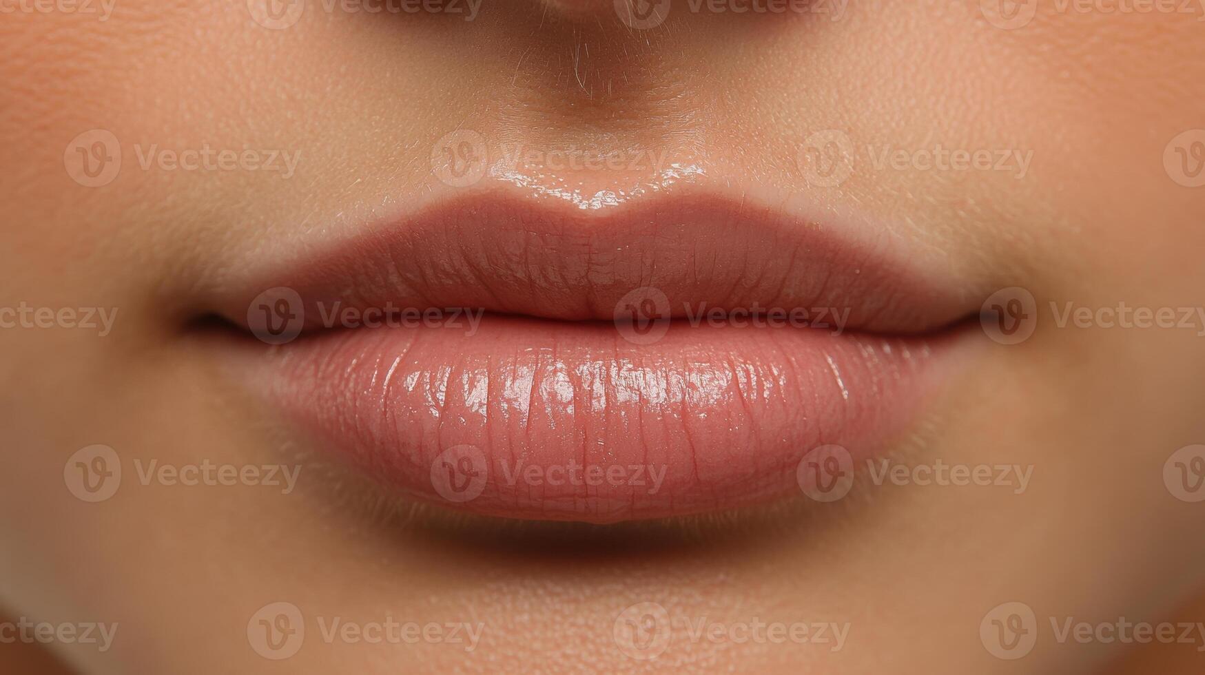 Close-up view of freshly enhanced lips after cosmetic injections showing natural fullness and smooth texture photo