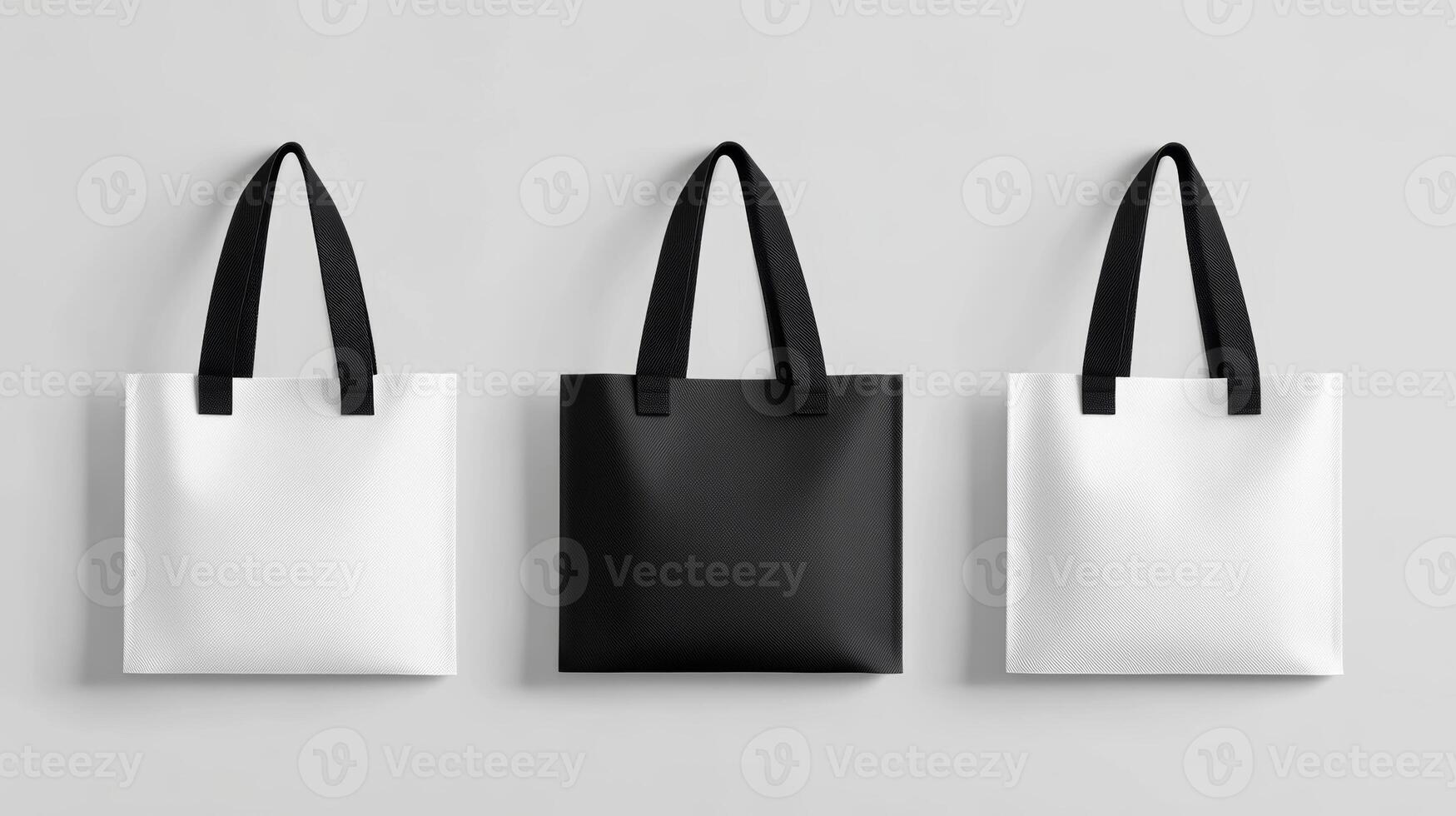 Stylish tote bags arranged in minimalistic setting showcasing modern design and neutral colors photo
