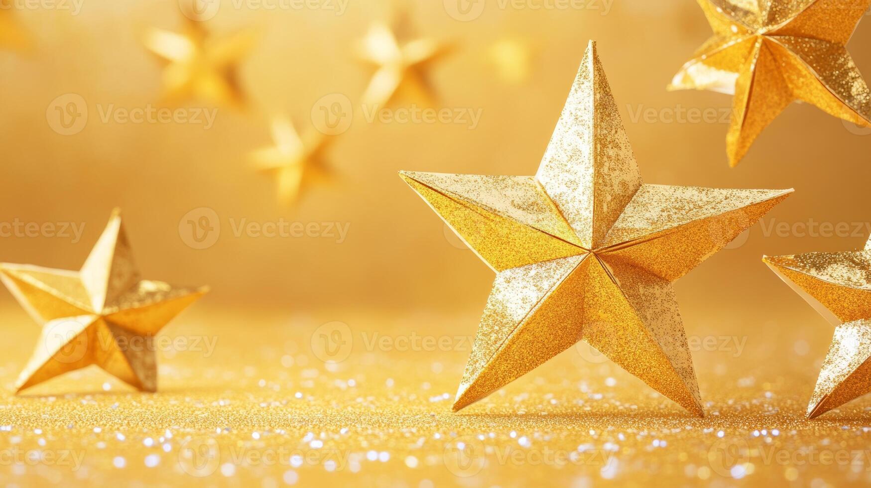 Glittering gold stars adorn a festive background creating a celebratory atmosphere perfect for any event photo