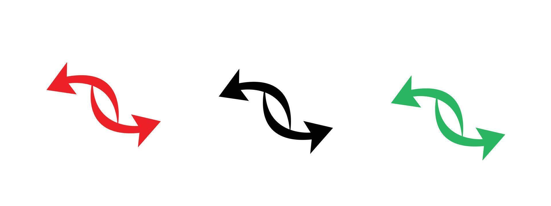 left and right arrows indicator both way in red and green curves vector