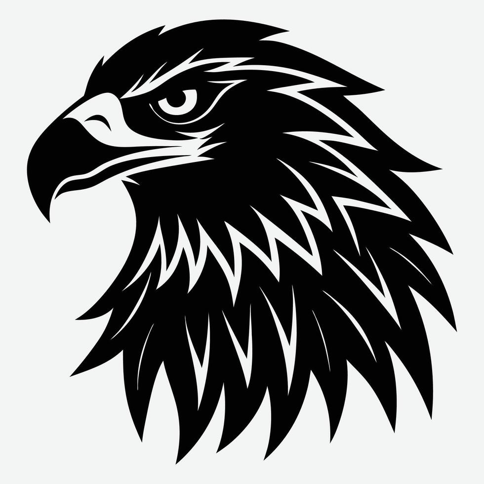 an eagle head is shown in black and white vector