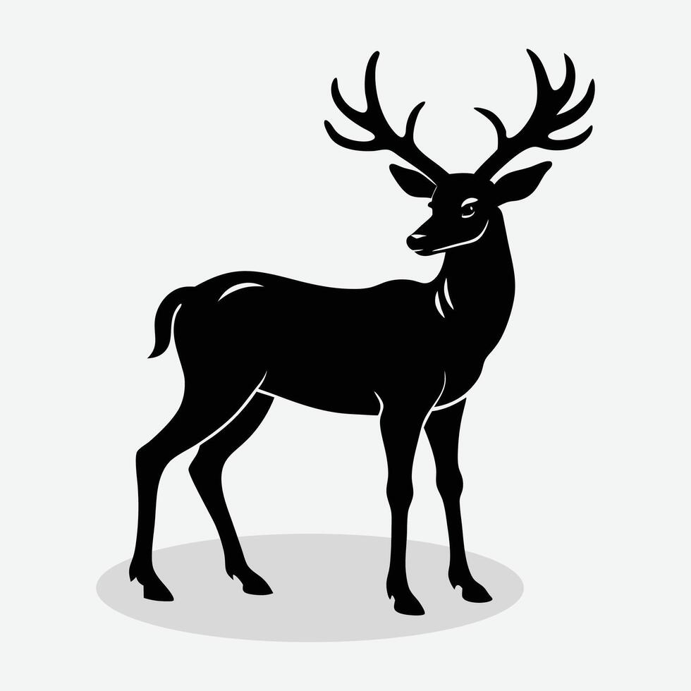 a black and white silhouette of a deer vector