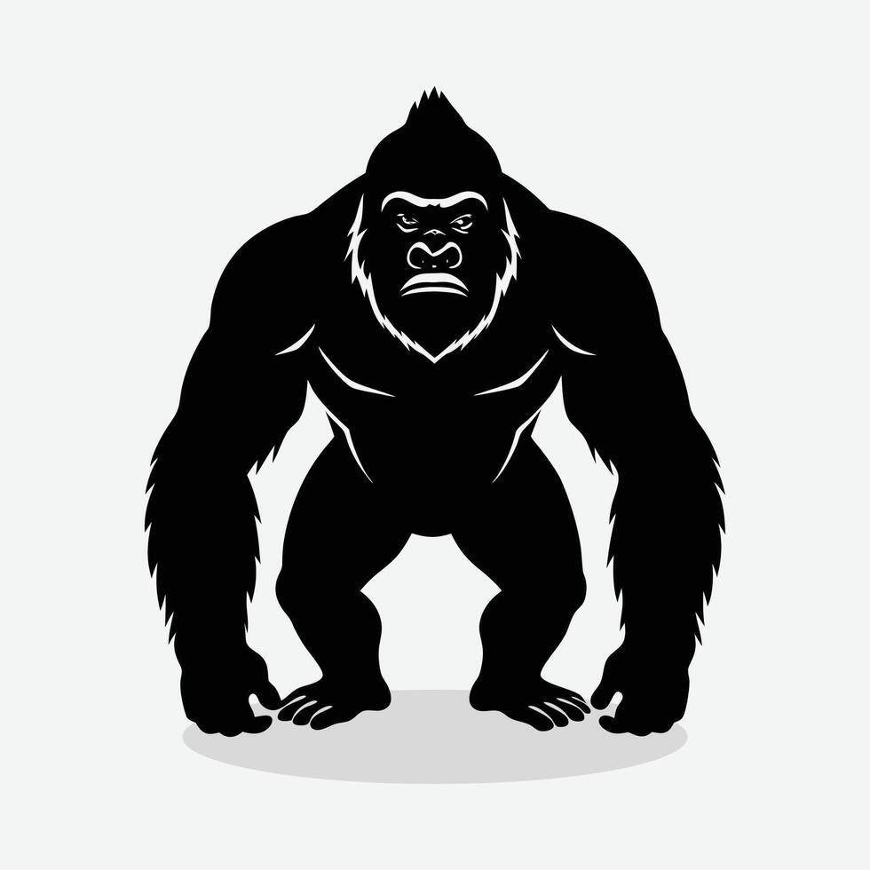 gorilla silhouette on white background vector