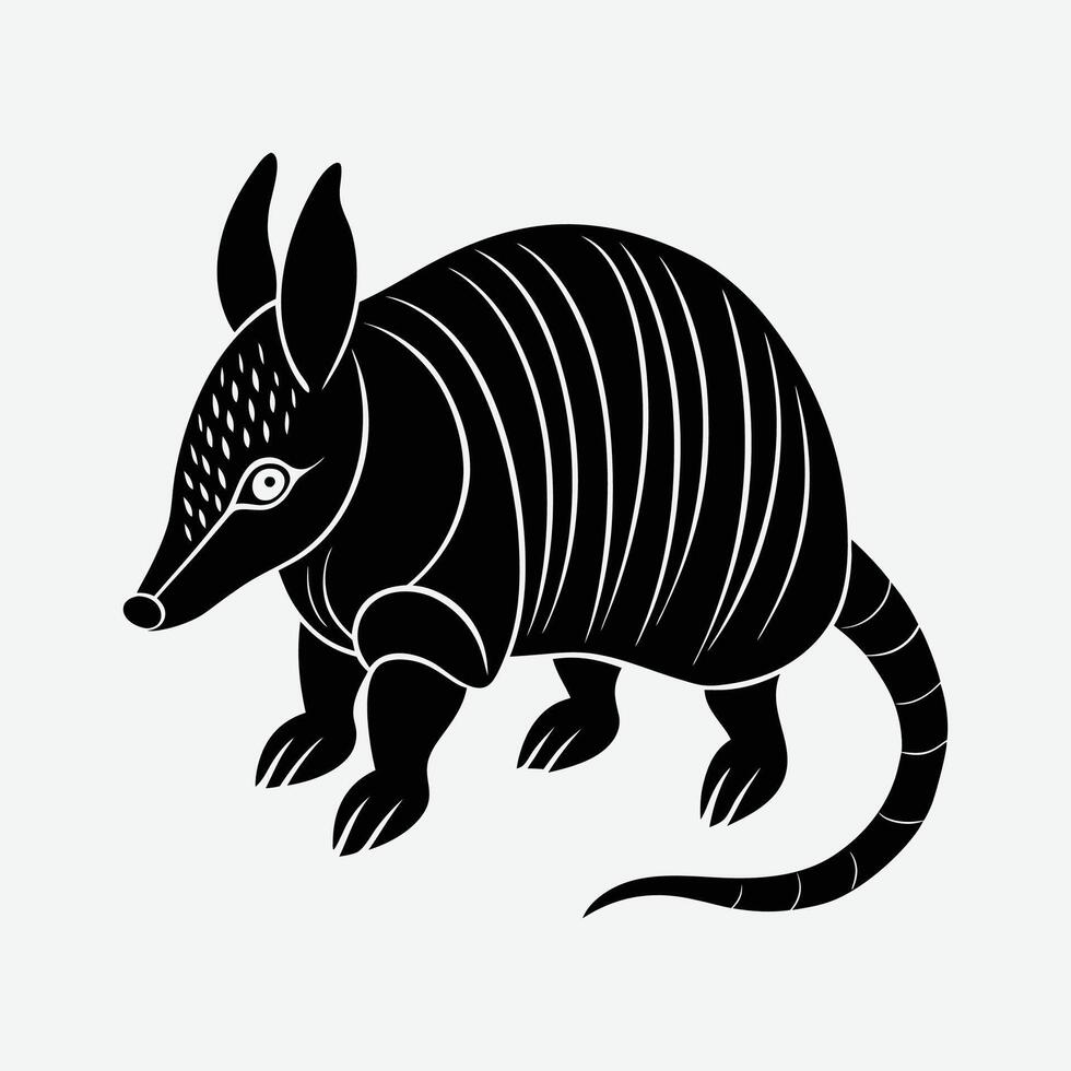 an armadillo in a stylized black and white design vector