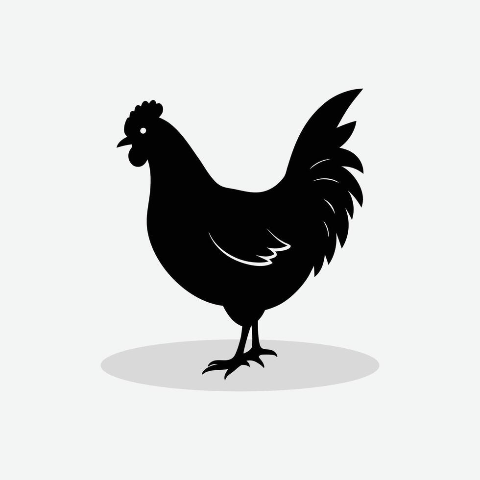 a black chicken silhouette on a white background vector