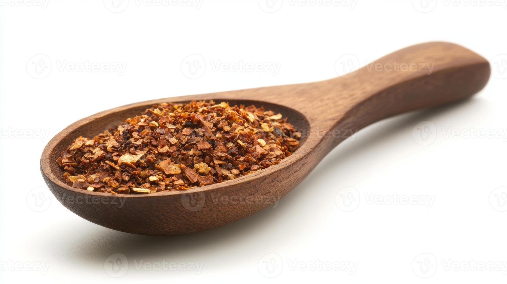 Ground spices in a wooden spoon ready for seasoning dishes and enhancing flavors in culinary creations photo
