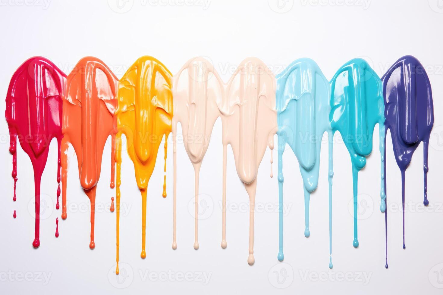 Set of multicolored smears of nail polish isolated on white background. photo