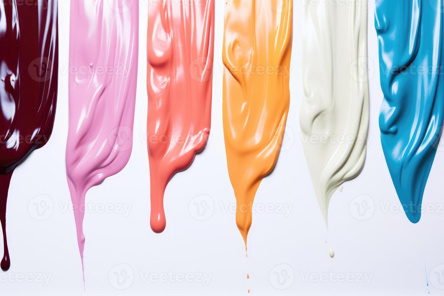 Set of multicolored smears of nail polish isolated on white background. photo