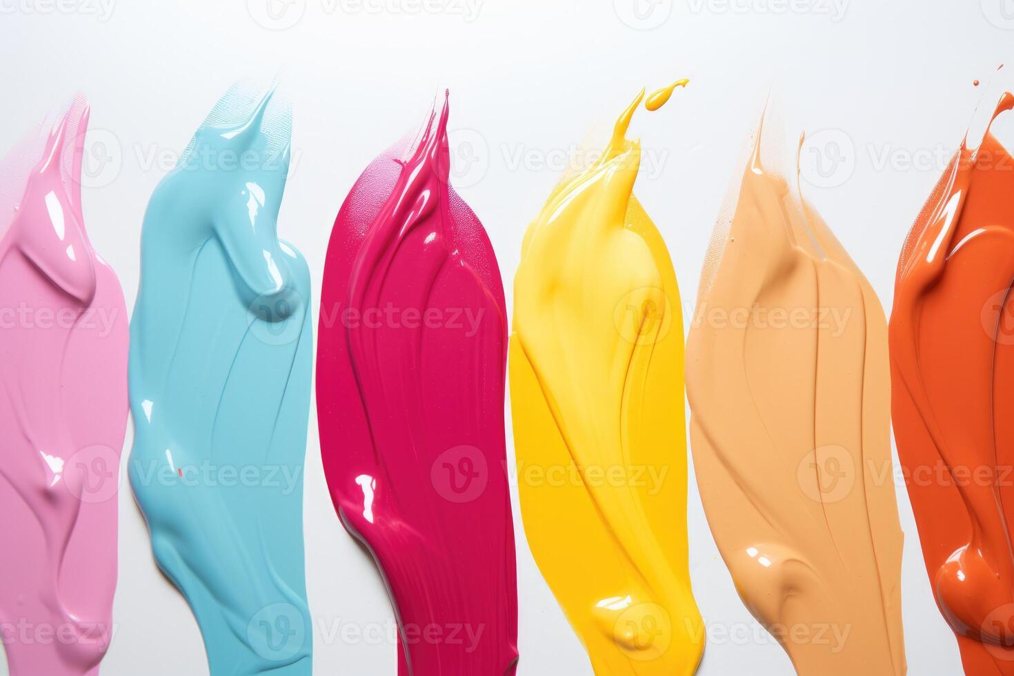 Set of multicolored smears of nail polish isolated on white background. photo