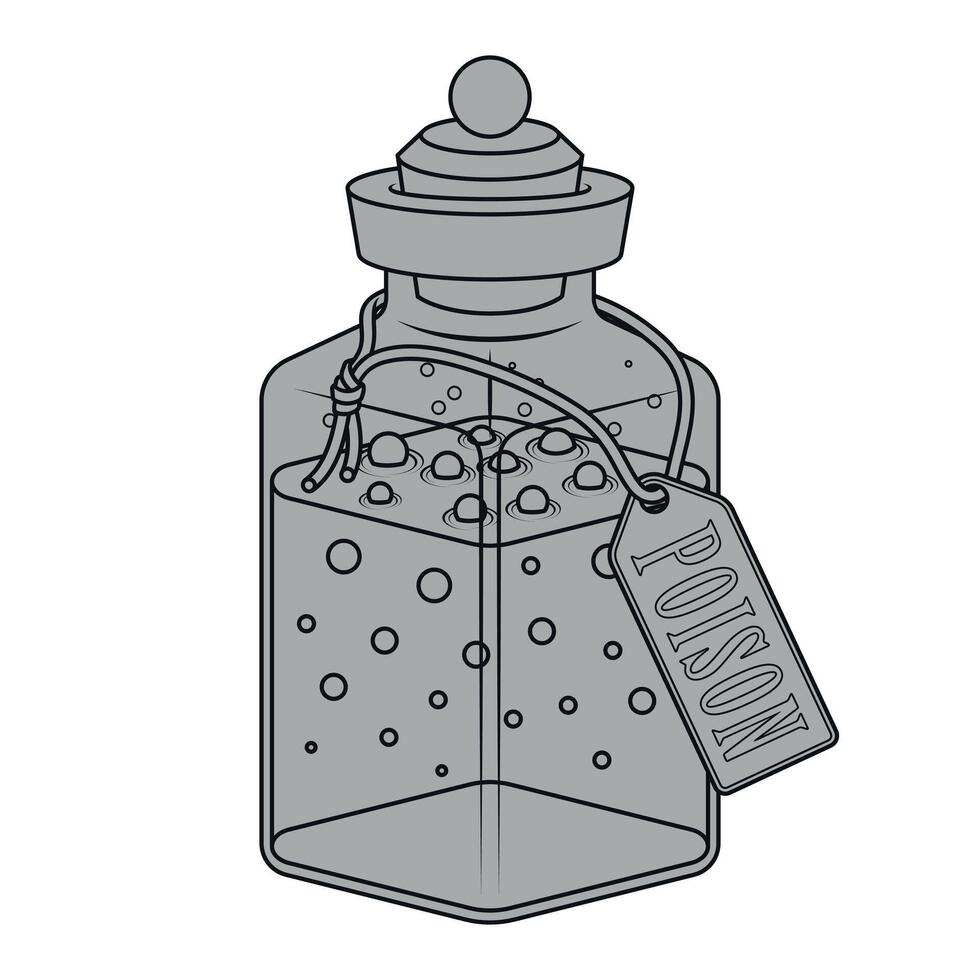 A glass bottle filled with a shimmering magic potion, radiating an otherworldly glow and hinting at untold enchantments vector