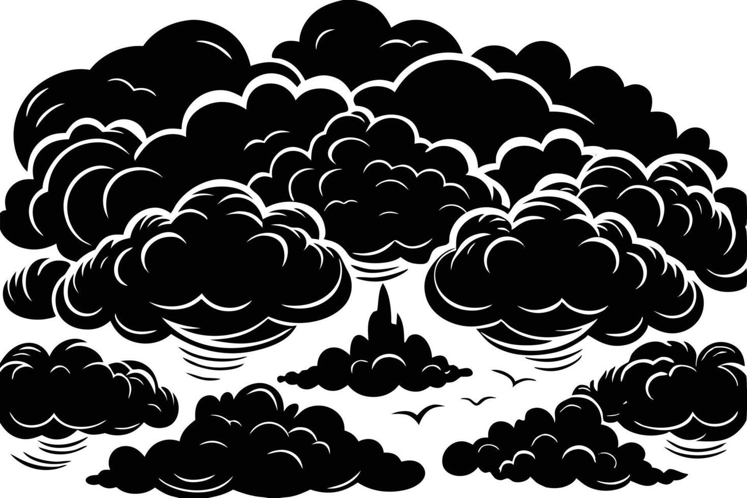 Dramatic Black and White Cloudscape Illustration vector