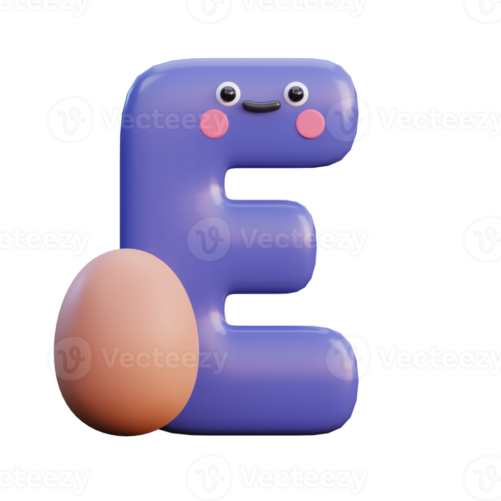 a purple letter e with an egg on it png