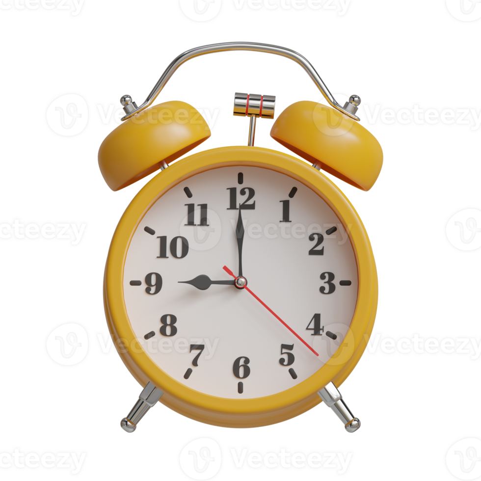 yellow alarm clock with 9 o'clock display png