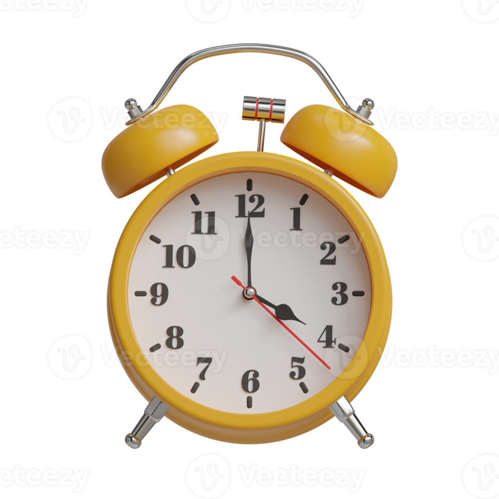 yellow alarm clock with 4 o'clock display png