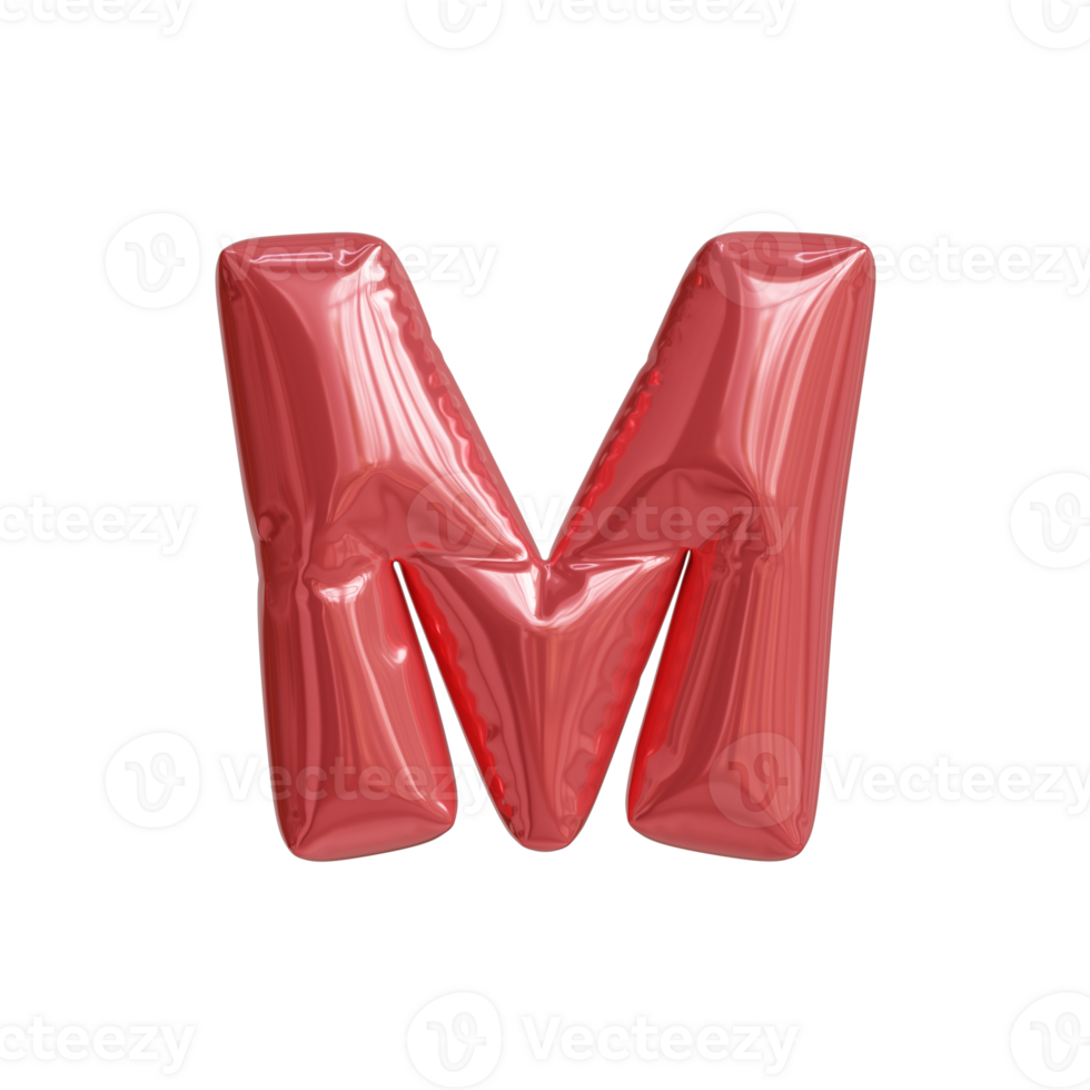 the letter m in red balloon shape on a transparent background png