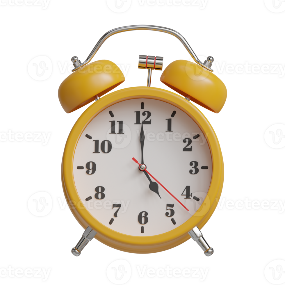 yellow alarm clock with 5 o'clock display png