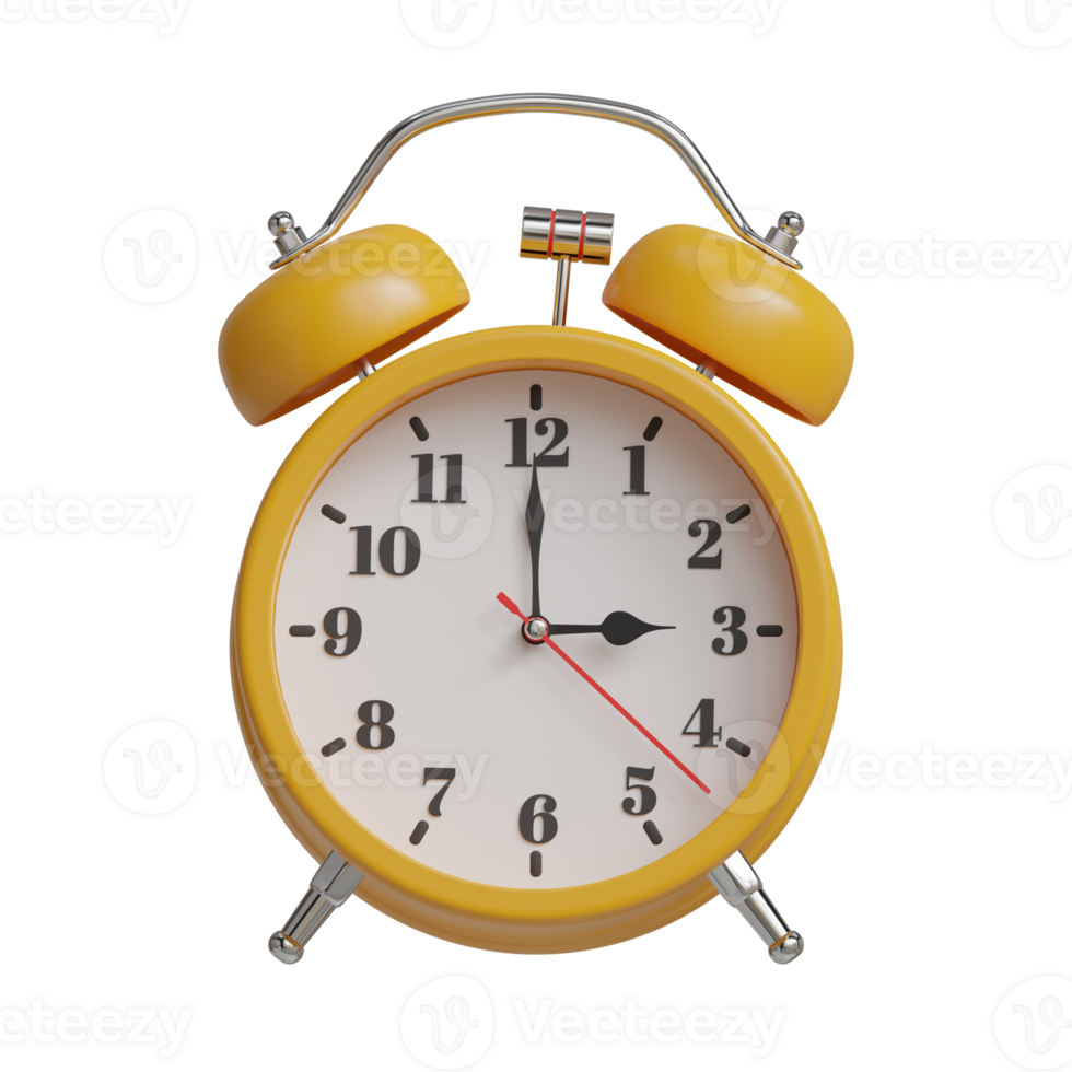 yellow alarm clock with 3 o'clock display png