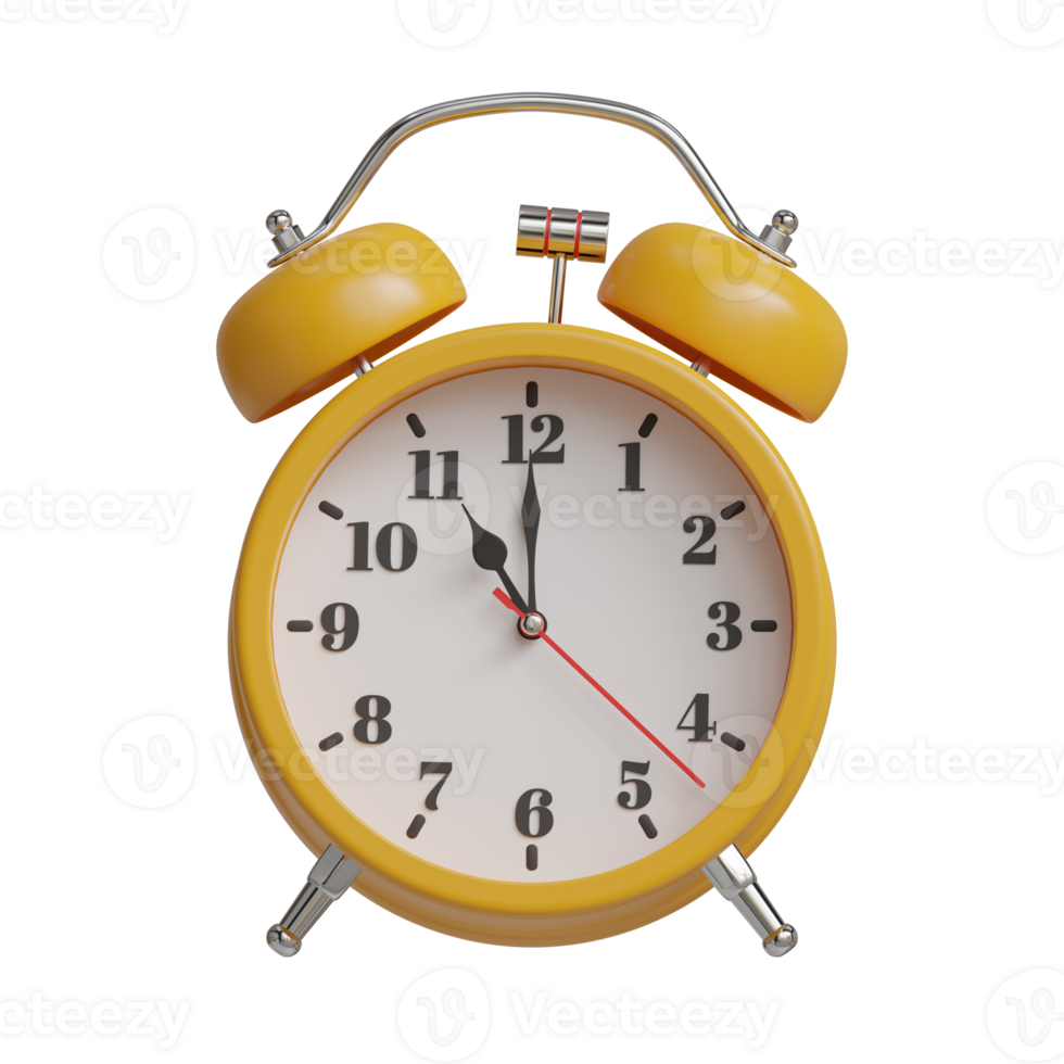 yellow alarm clock with 11 o'clock display png