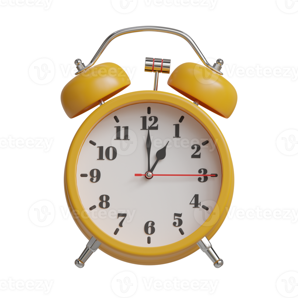 yellow alarm clock with 1 o'clock display png
