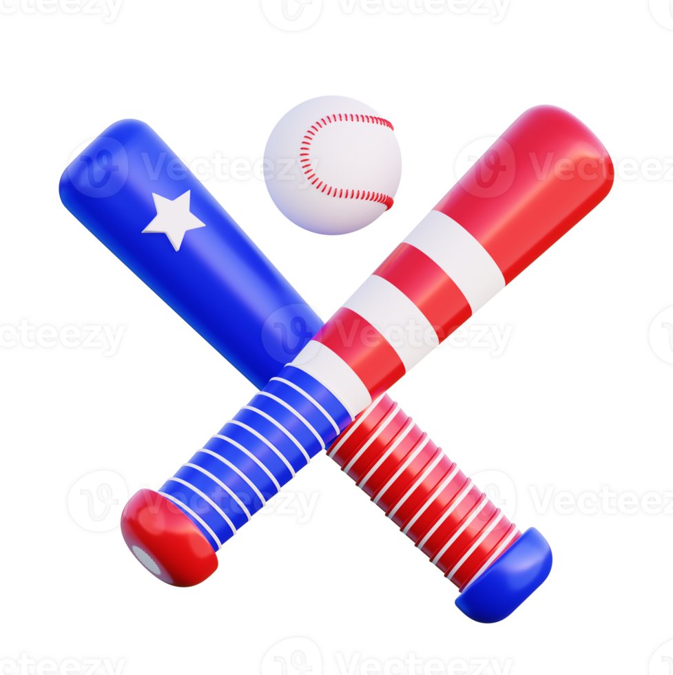 baseball bat and ball with american flag colors png