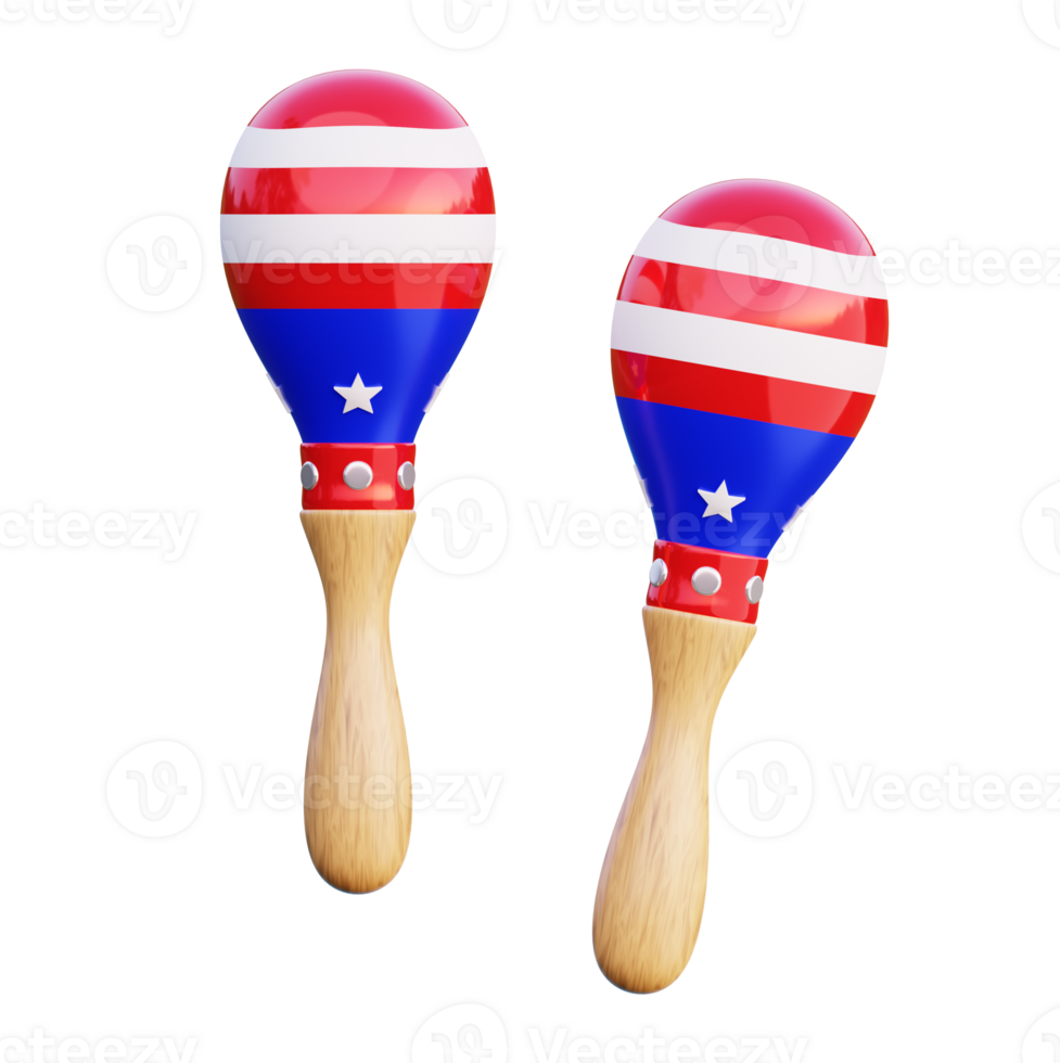 two maracas with american flag colors on them png