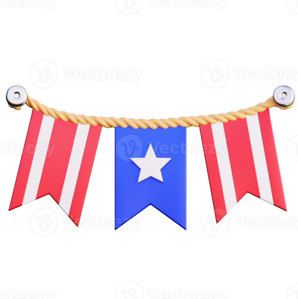 a flag with a star and stripes hanging on a rope png