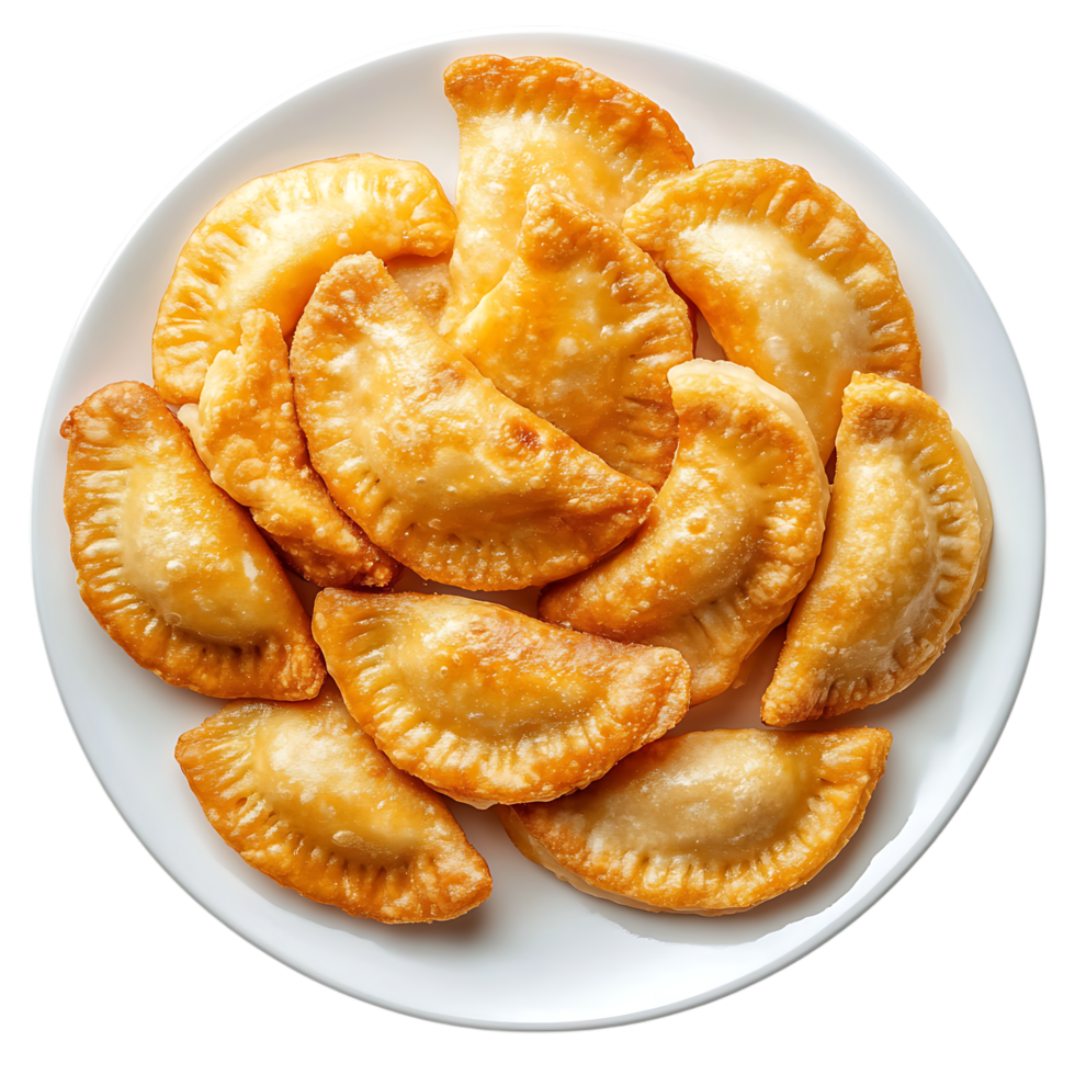 A plate of empanadas against transparent surface png