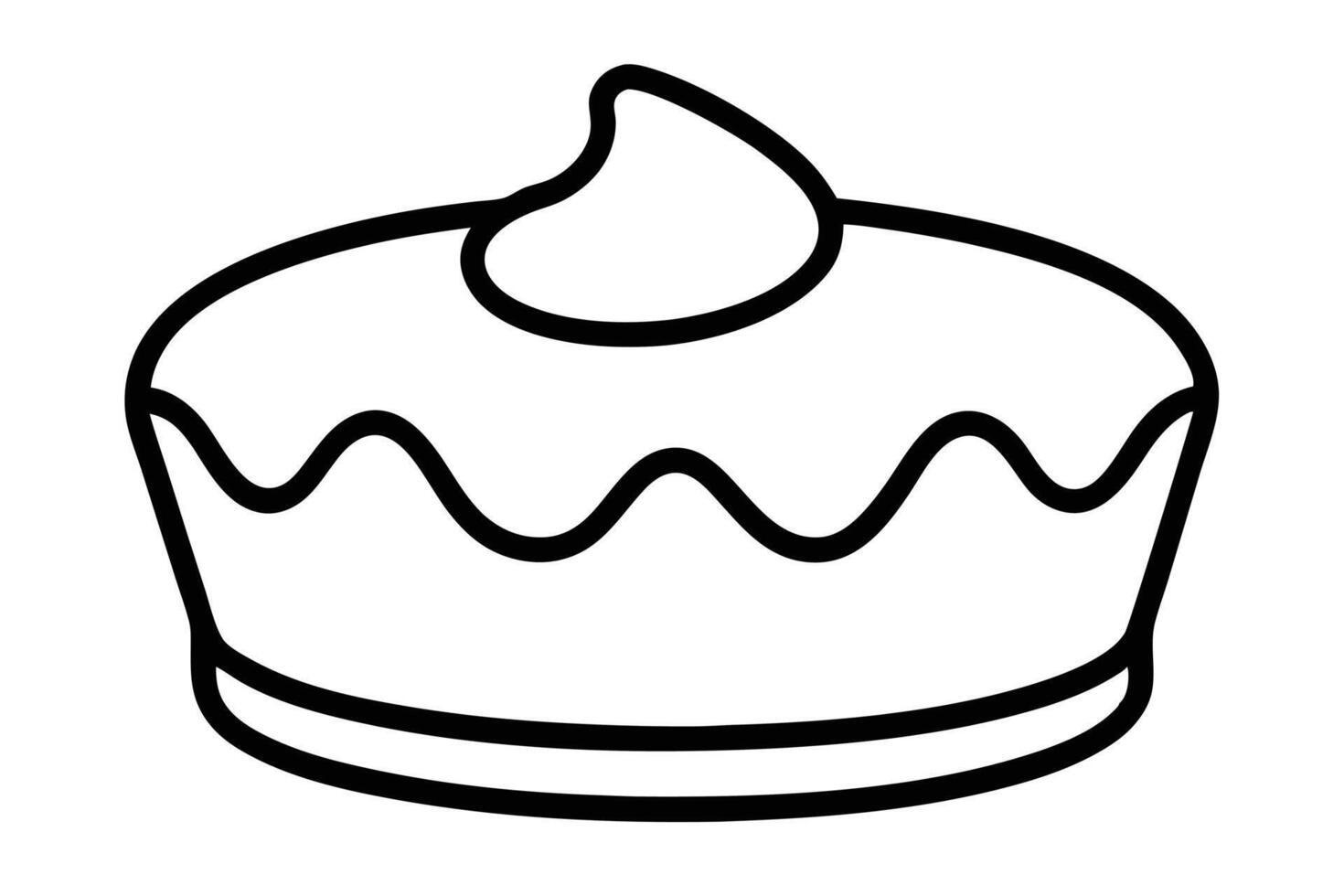 Simple black line art cake icon on a white background. vector