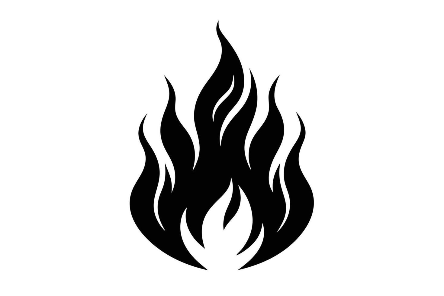 Bold black fire flames icon on white background vector