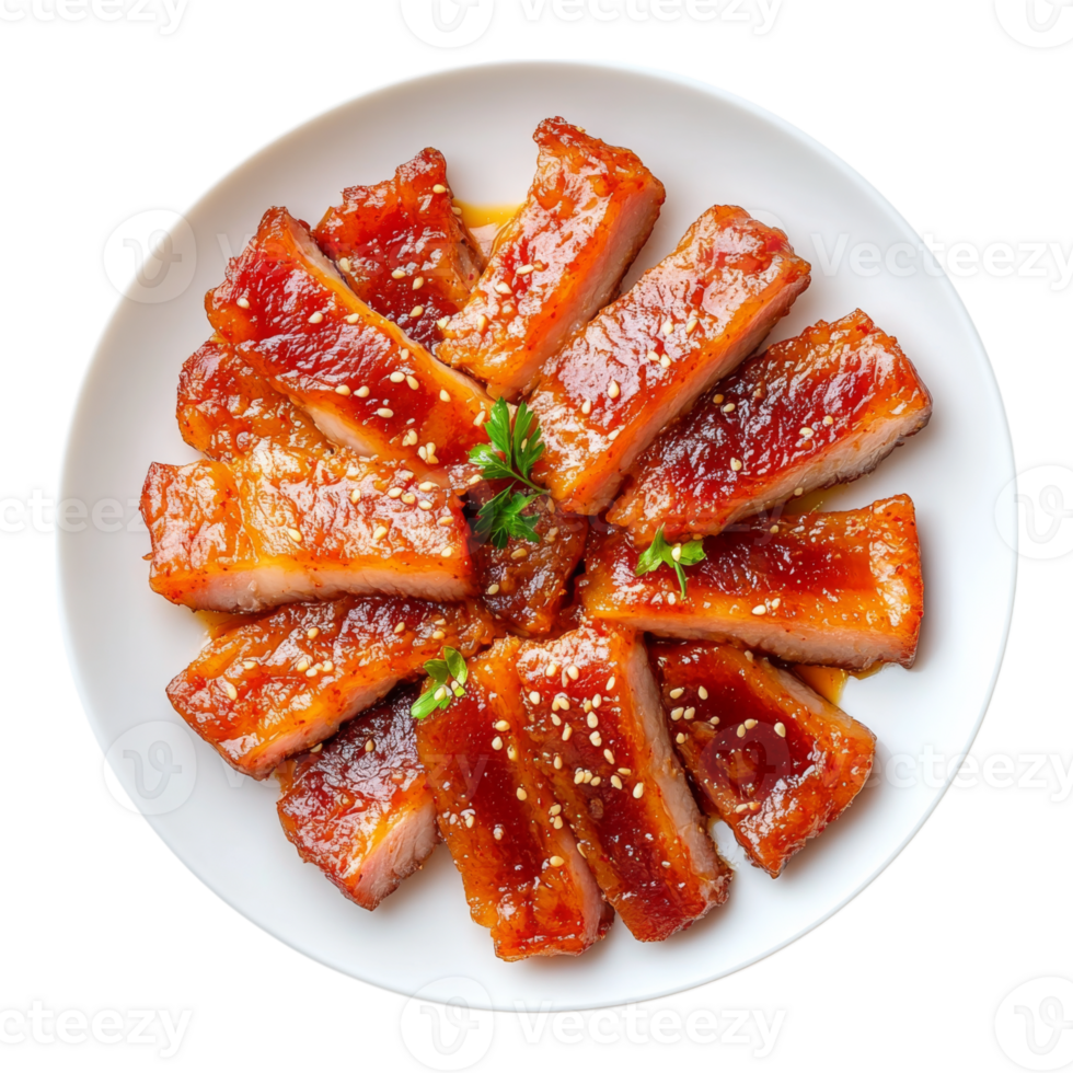 A plate of meat with sesame seeds on it png