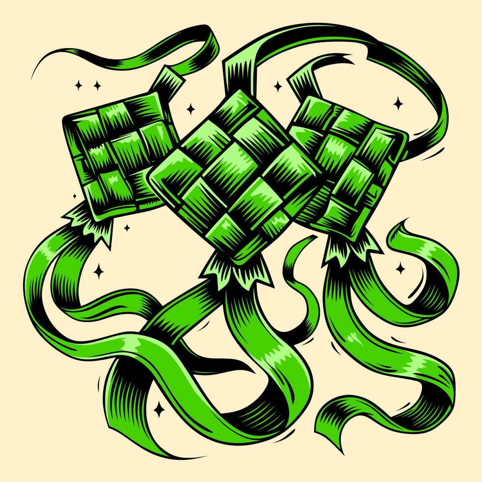 Colorful Ketupat Eid Illustration vector