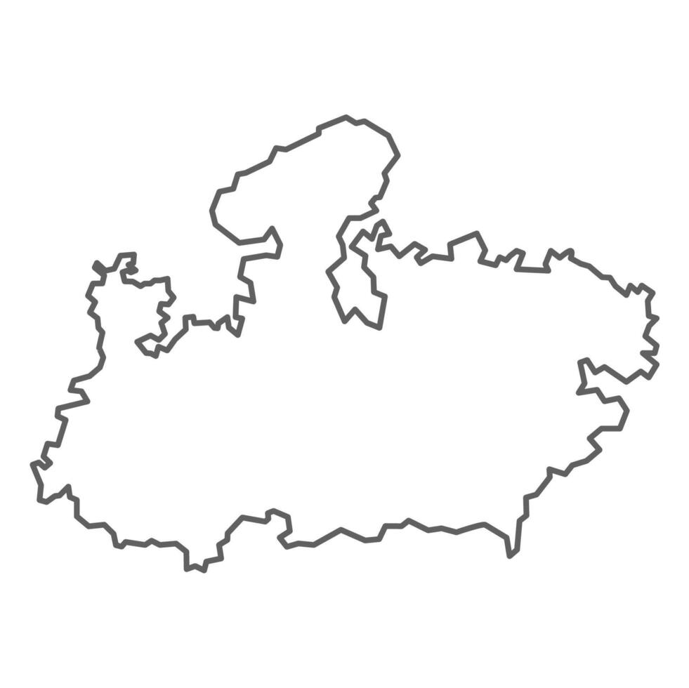 A gray line map of the Madhya Pradesh State of India. vector