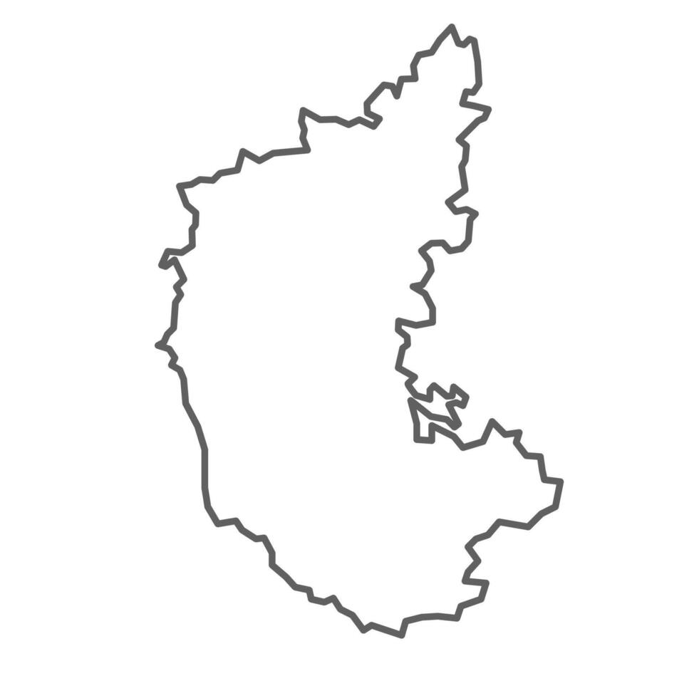 A gray map of the Karnataka State of India. vector